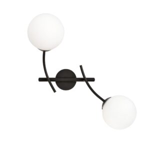 Nowoczesny Kinkiet kule białe minimalistyczny HUNTER K2 BLACK/OPAL 1102/K2 czarny
