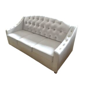 Wygodna sofa glamour MARGO z funkcją spania modern classic hamptons pikowana biała z linii ESCLUSIVO