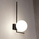 Nowoczesny Kinkiet kula minimalistyczny IMAGO 1F BL OPAL loft klosz czarna biała