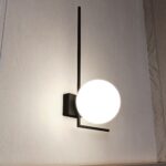 Nowoczesny Kinkiet kula minimalistyczny IMAGO 1F BL OPAL loft klosz czarna biała
