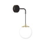 Nowoczesny Kinkiet kula minimalistyczny OGNIS K1 BLACK elegancki klosz czarny/złoty