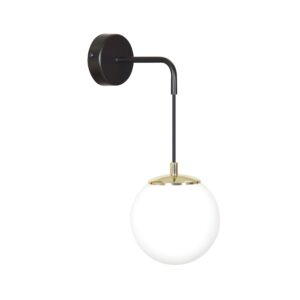 Nowoczesny Kinkiet kula minimalistyczny OGNIS K1 BLACK elegancki klosz czarny/złoty