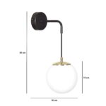 Nowoczesny Kinkiet kula minimalistyczny OGNIS K1 BLACK elegancki klosz czarny/złoty
